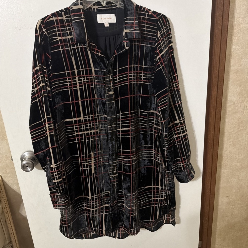 Dear John Velvet Long  Lined Blouse Women's S